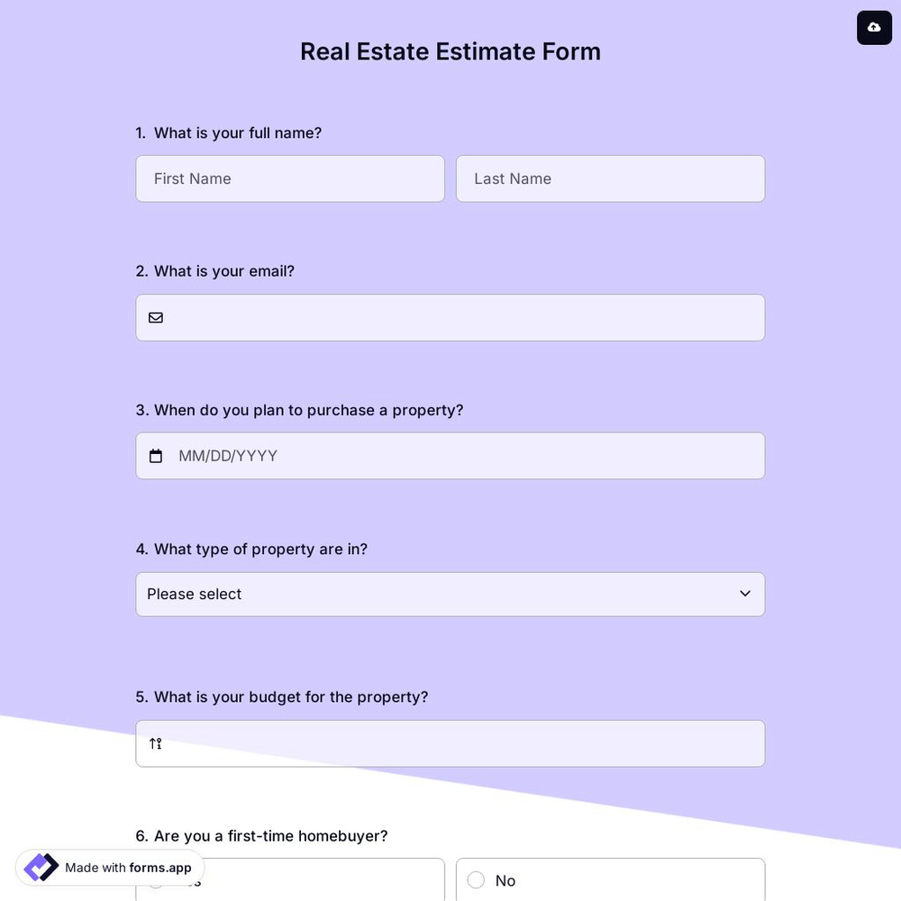 Real Estate Estimate Form