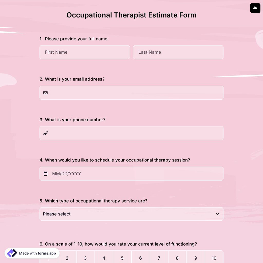 Occupational Therapist Estimate Form