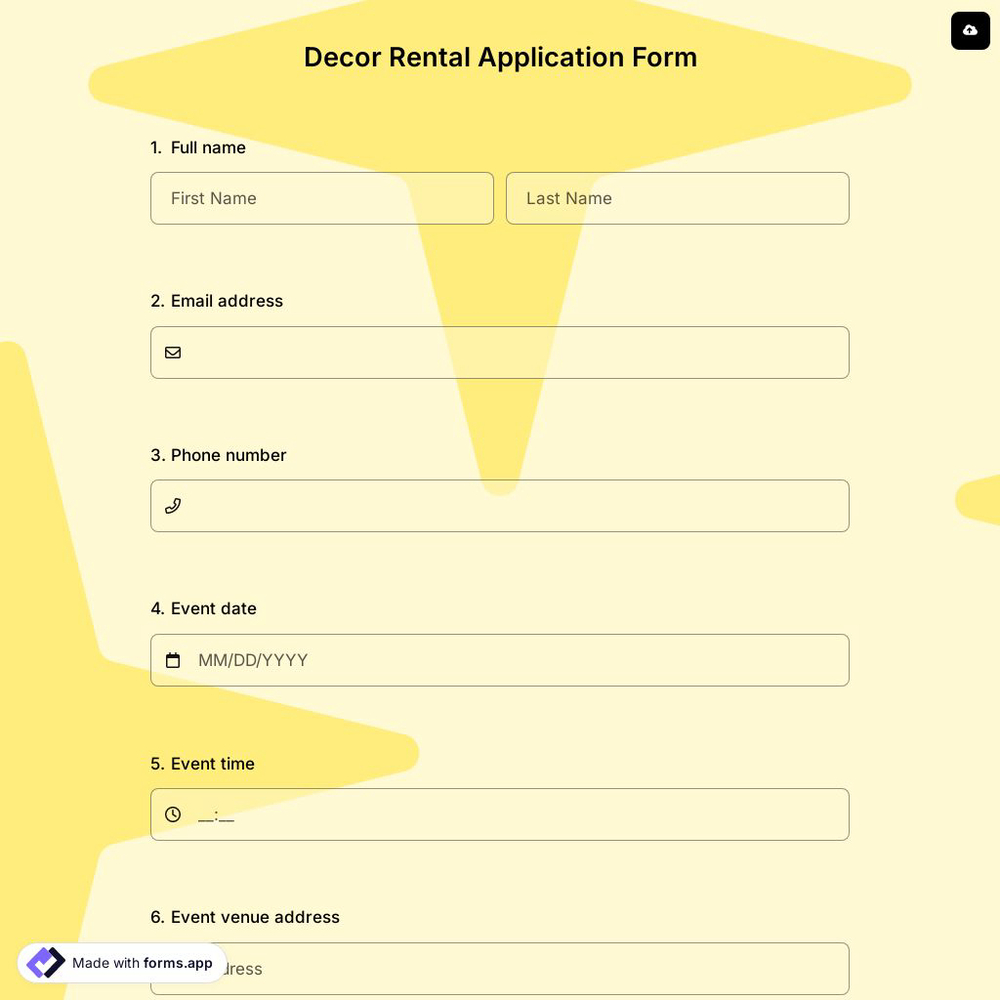 Decor Rental Application Form