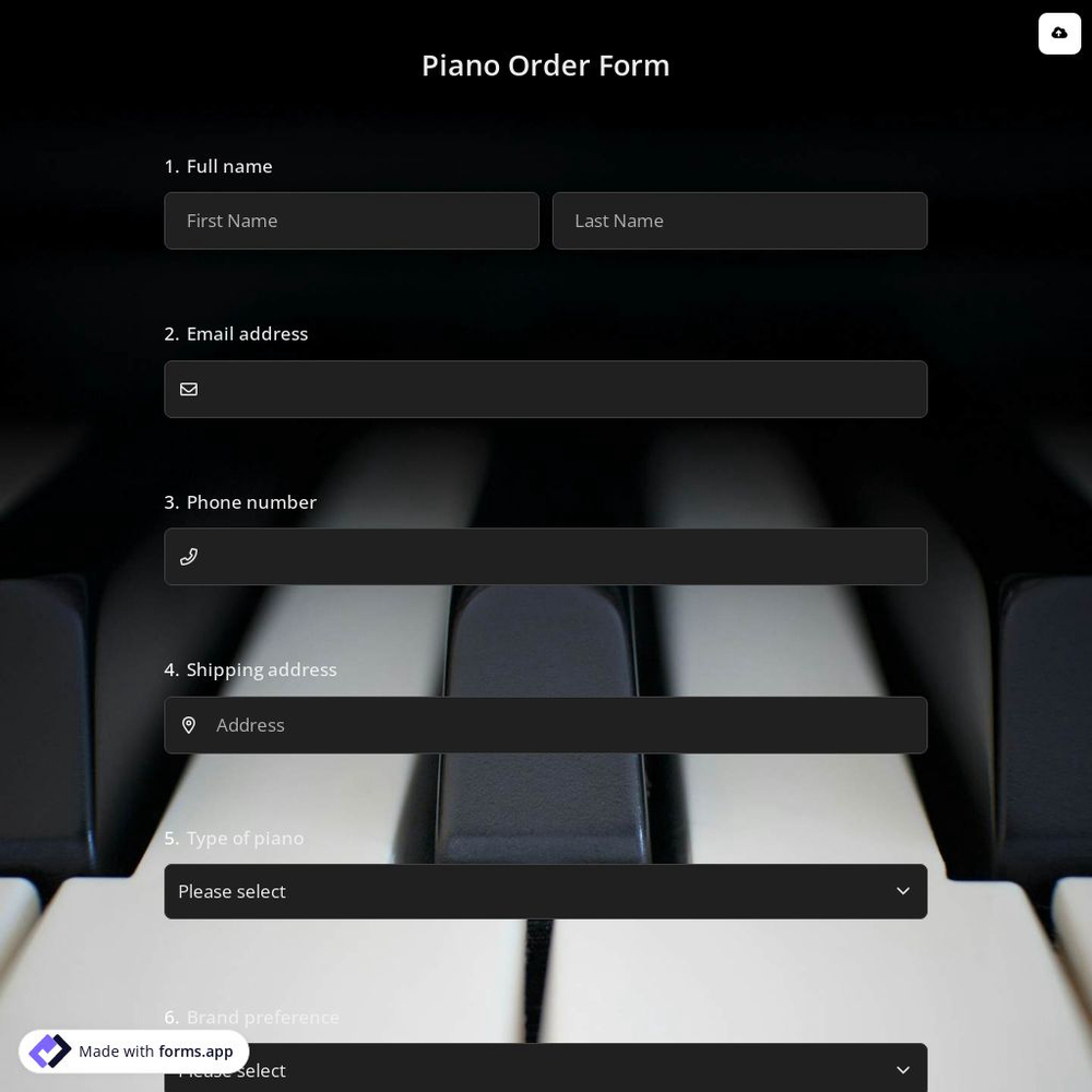 Piano Order Form