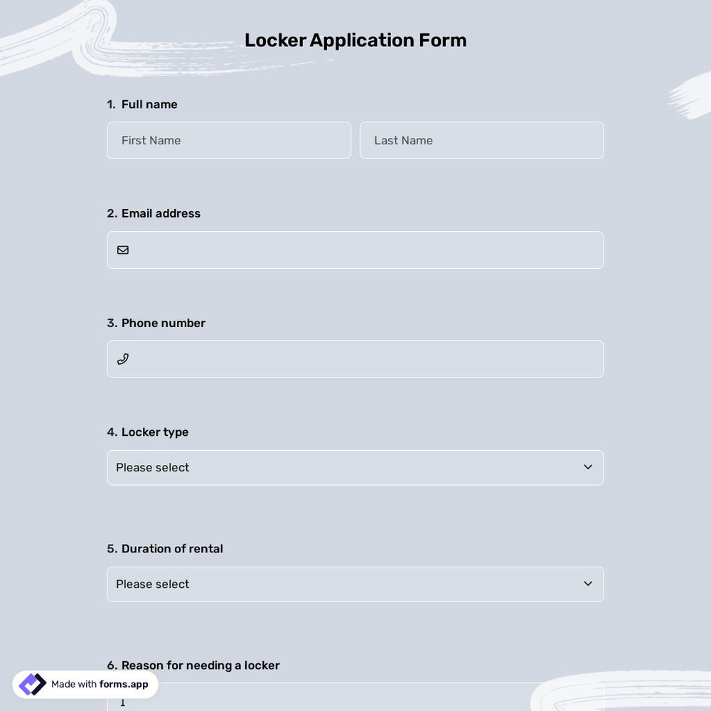 Locker Application Form
