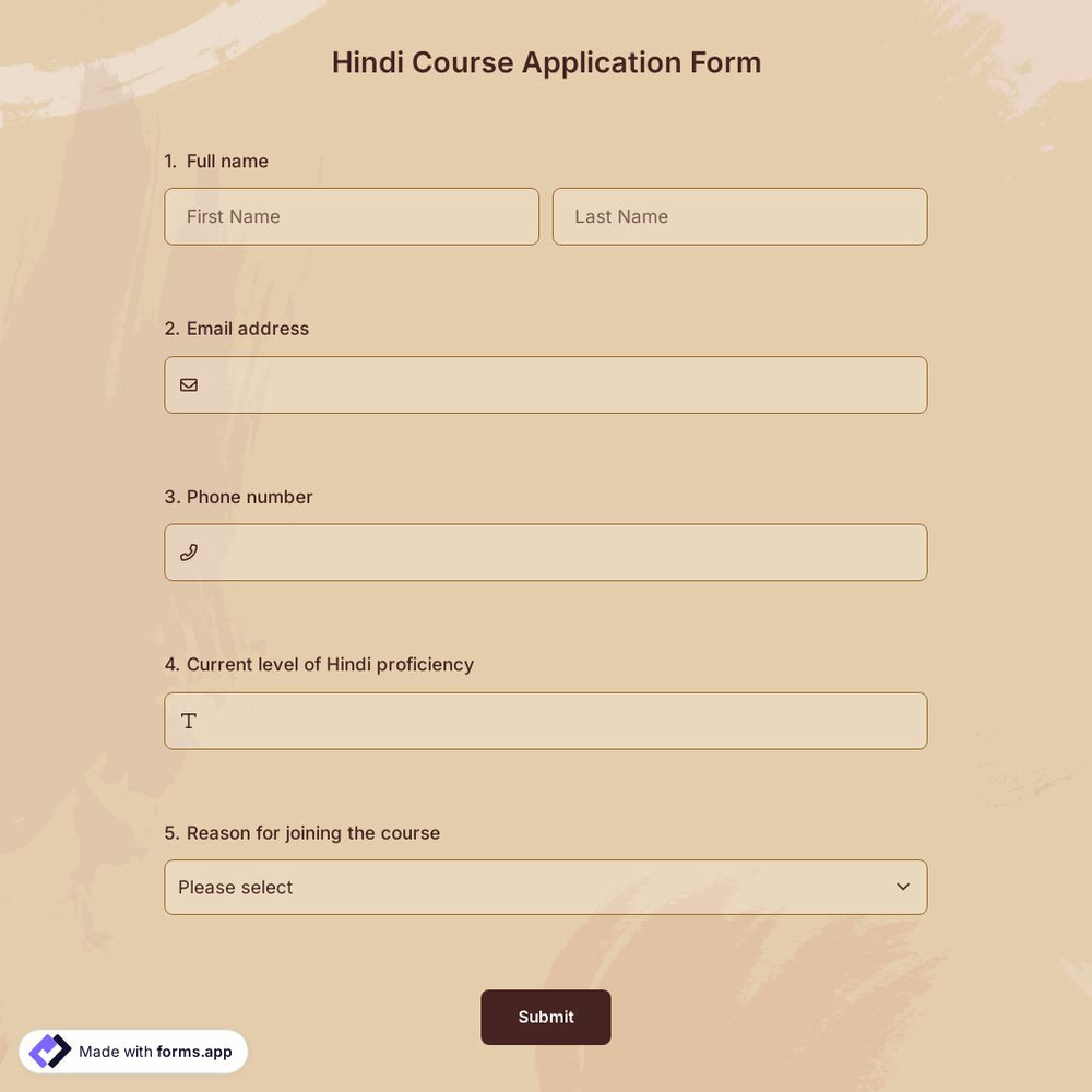 Hindi Course Application Form