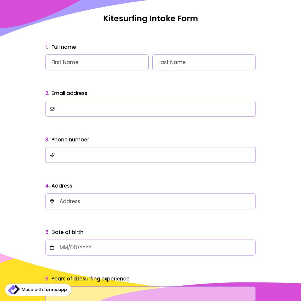 Kitesurfing Intake Form