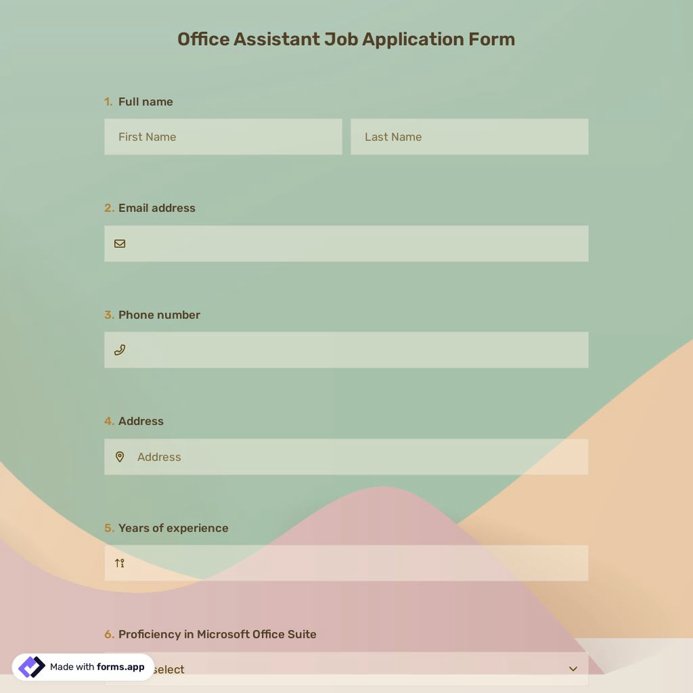 Office Assistant Job Application Form