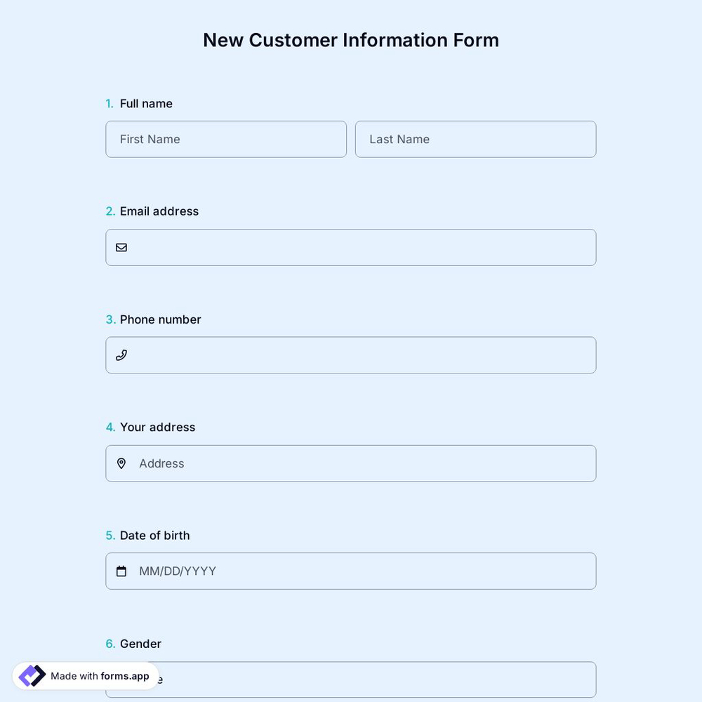 New Customer Information Form