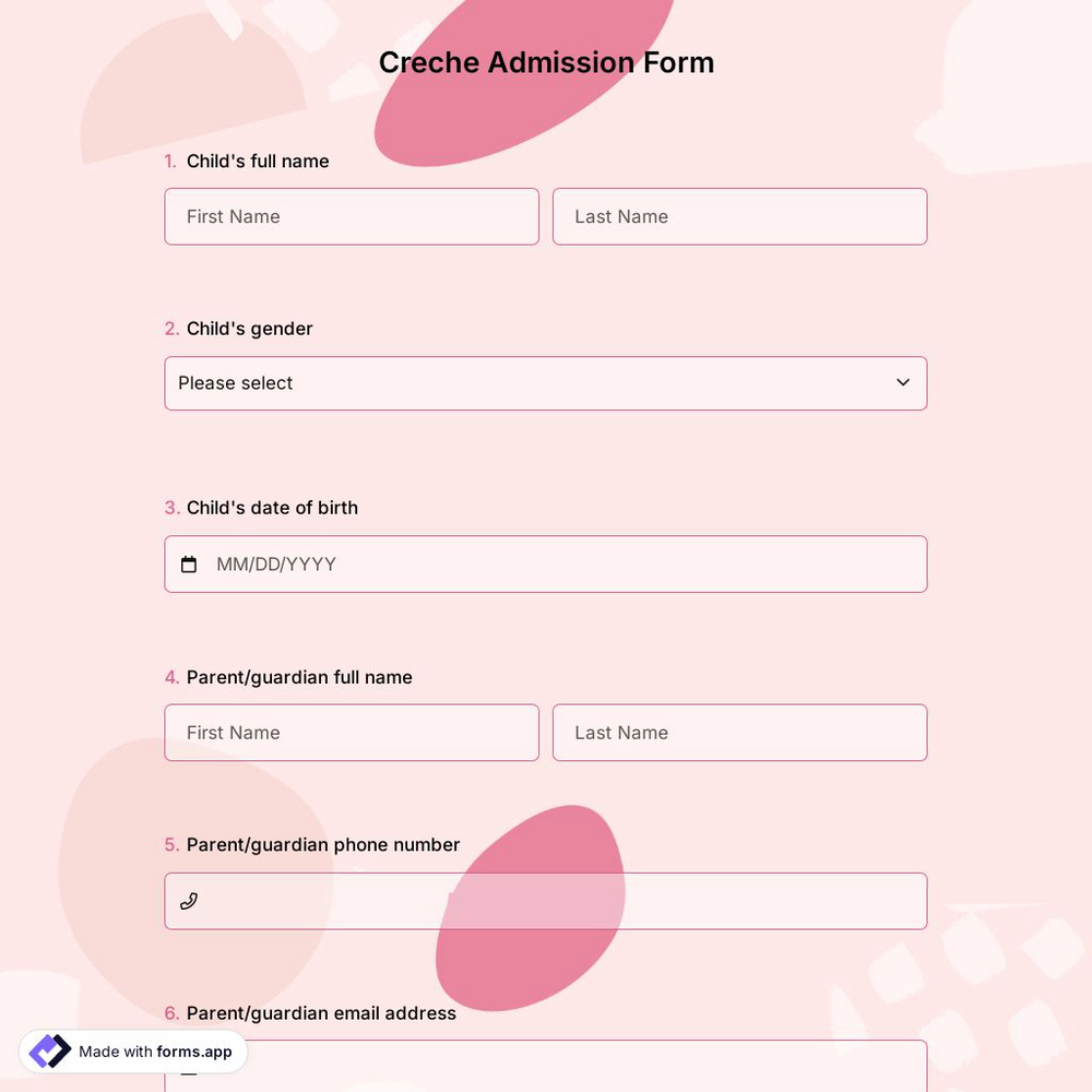 Creche Admission Form