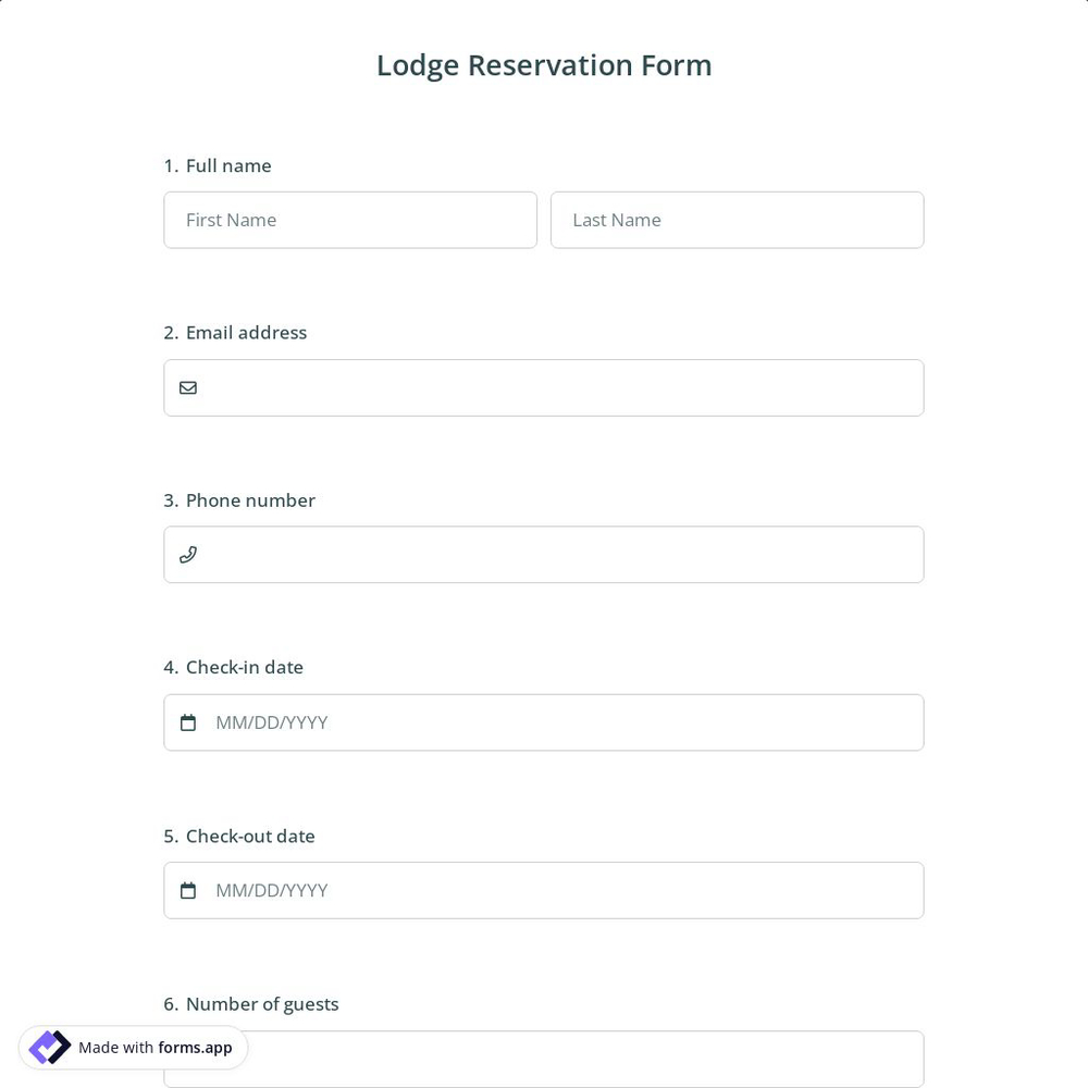 Lodge Reservation Form