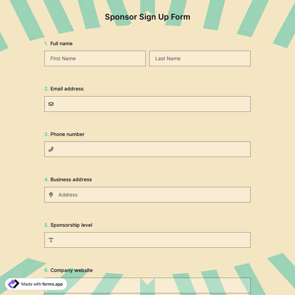 Sponsor Sign-Up Form