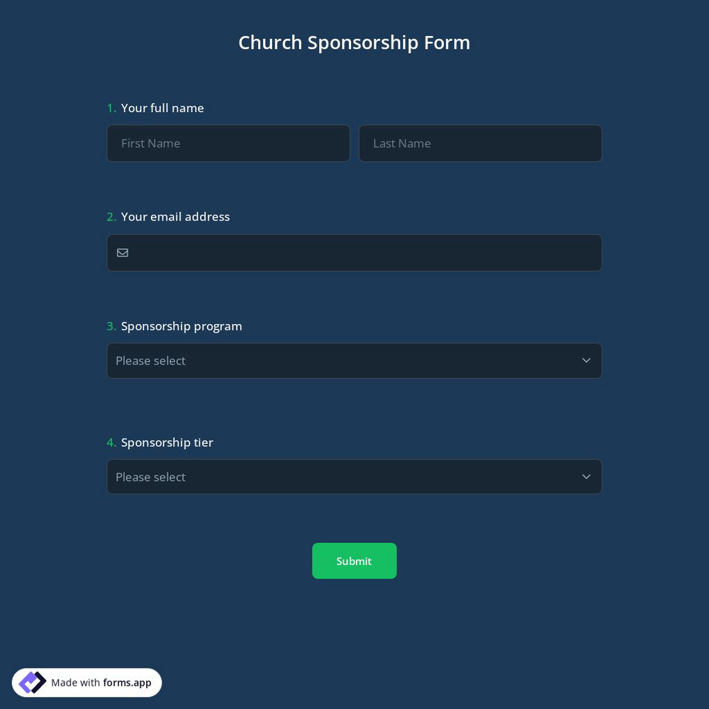 Church Sponsorship Form