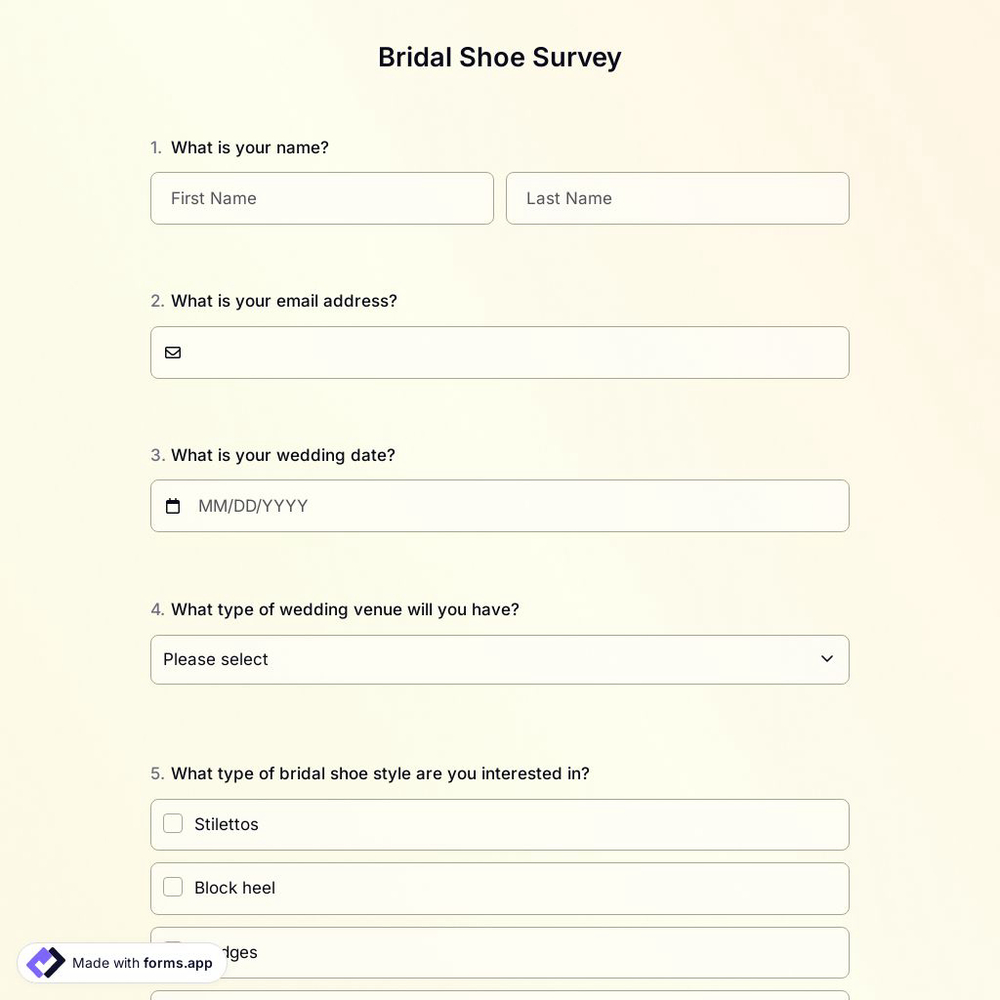 Bridal Shoe Survey