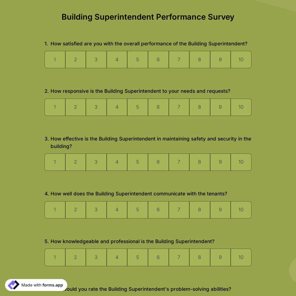 Building Superintendent Performance Survey