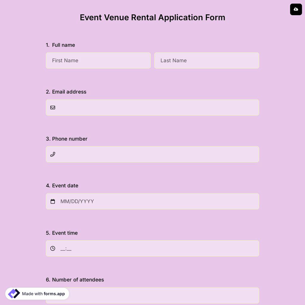 Event Venue Rental Application Form