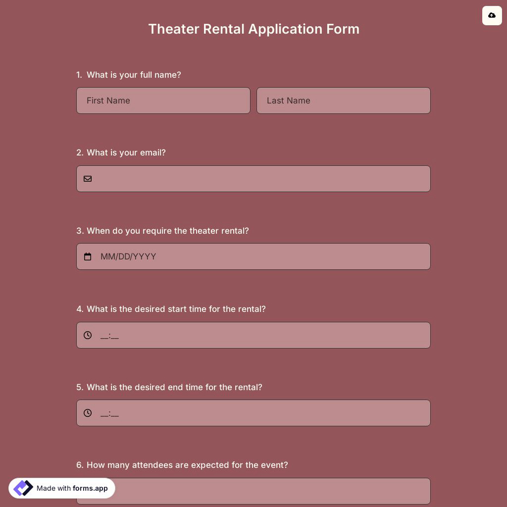 Theater Rental Application Form