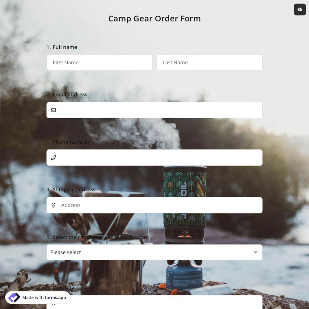 Camp Gear Order Form