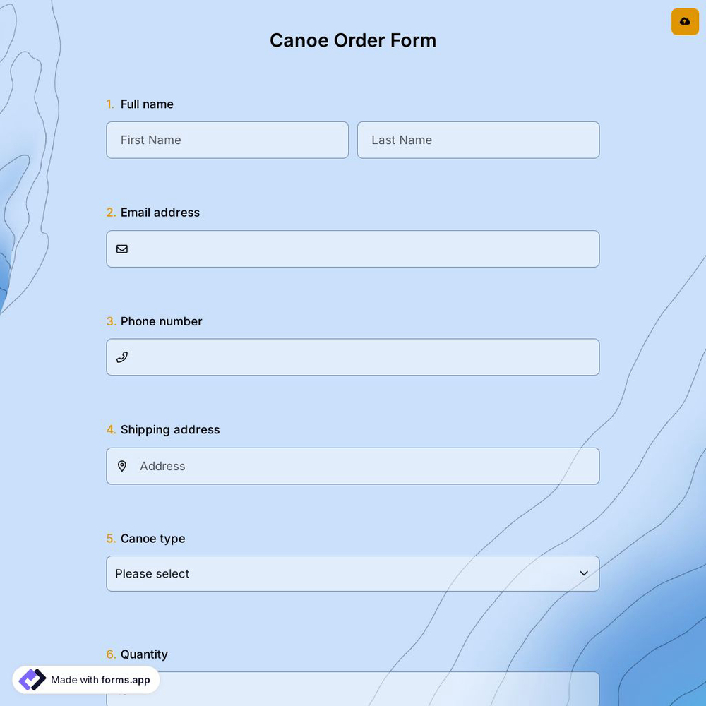 Canoe Order Form