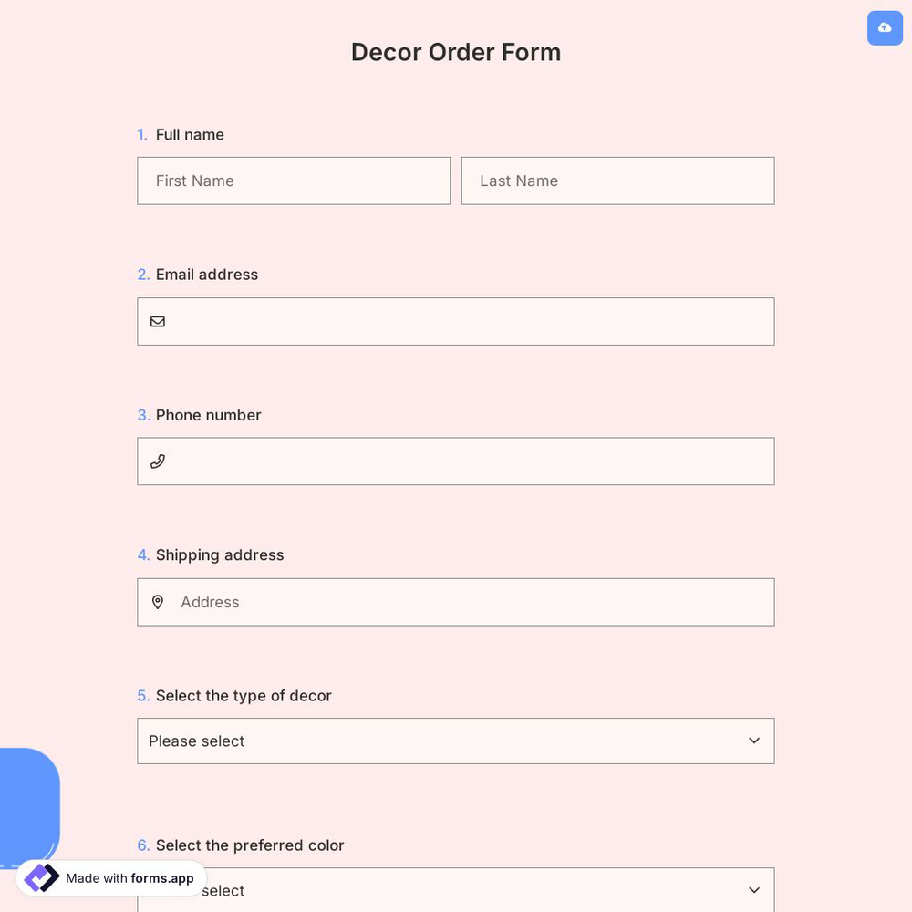 Decor Order Form