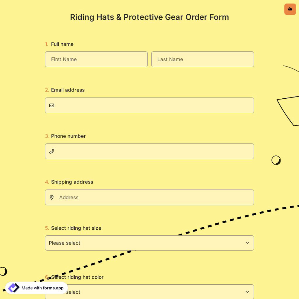 Riding Hats & Protective Gear Order Form