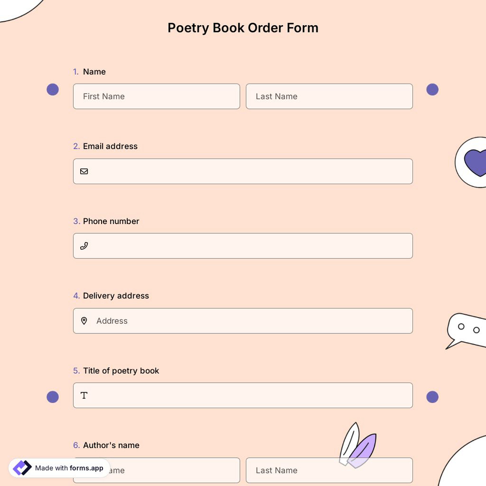 Poetry Book Order Form