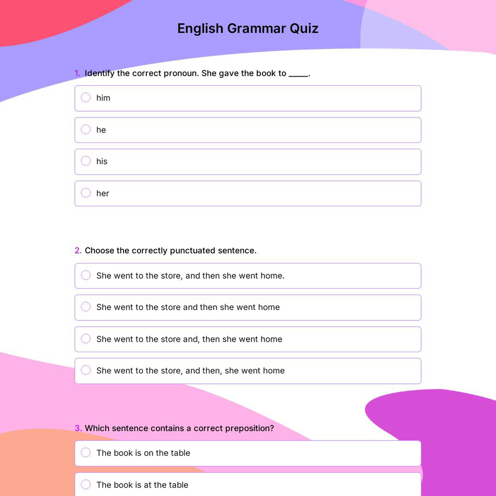 English Grammar Quiz
