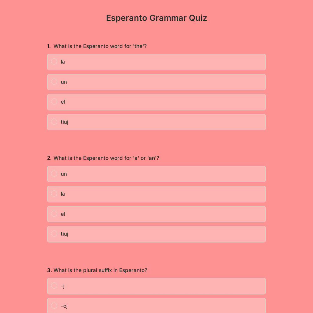Esperanto Grammar Quiz