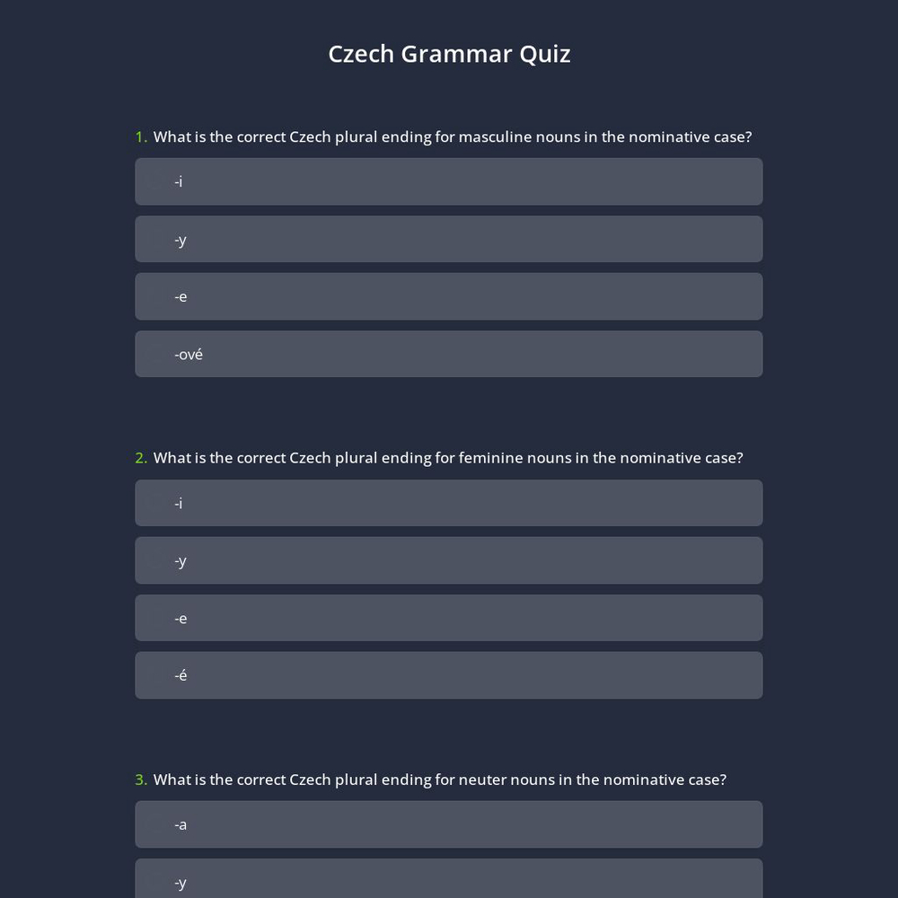 Czech Grammar Quiz