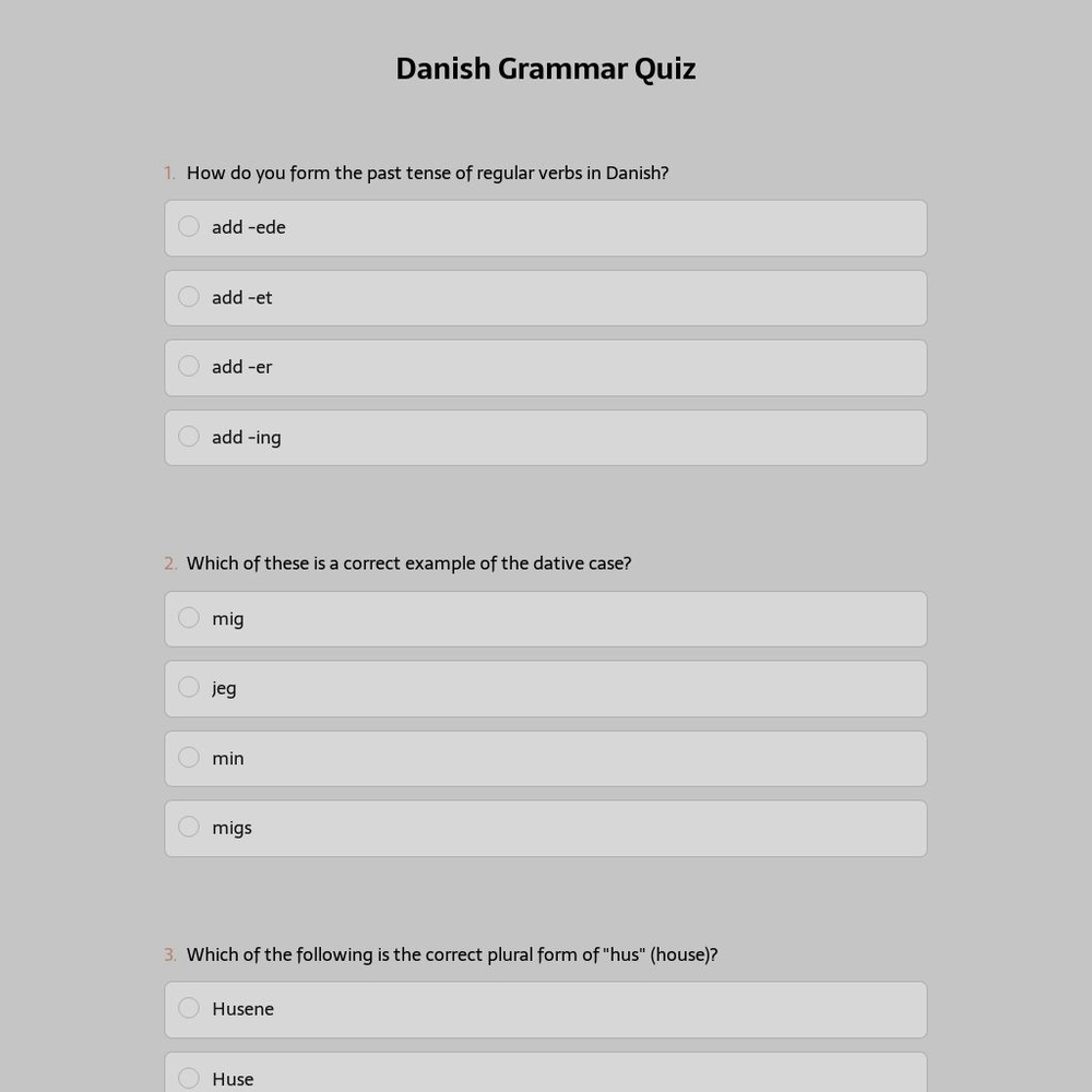 Danish Grammar Quiz