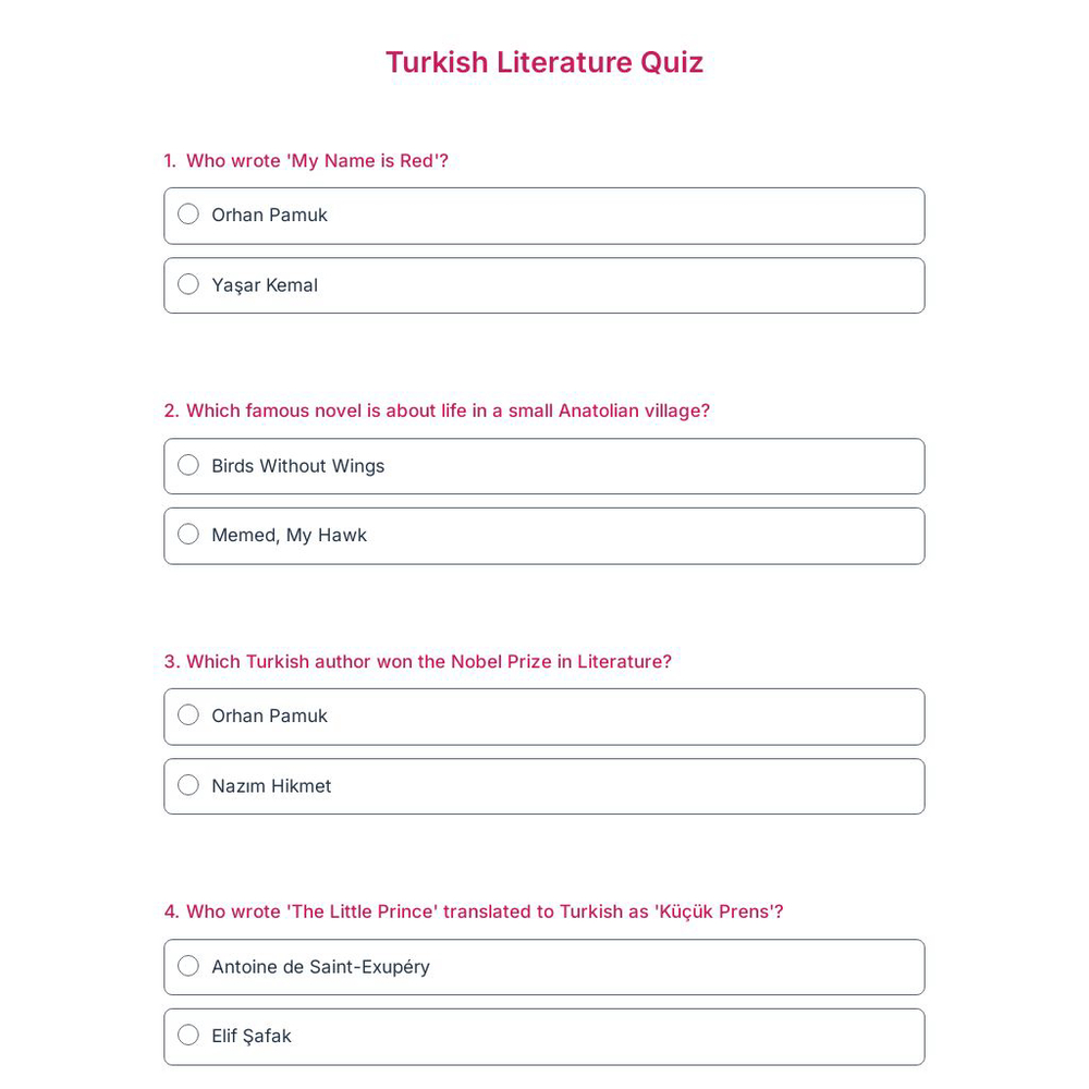 Turkish Literature Quiz