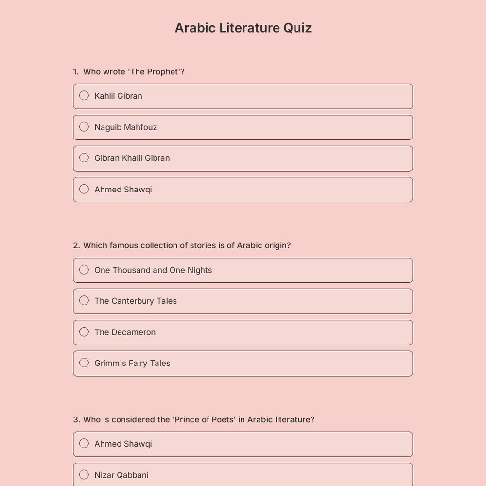 Arabic Literature Quiz