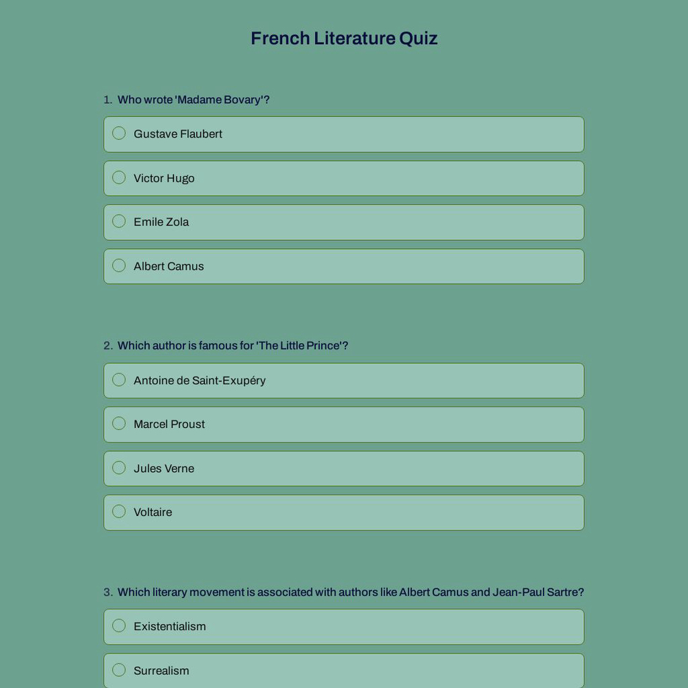 French Literature Quiz