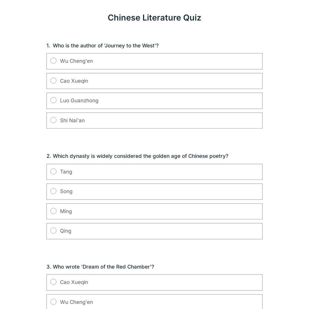 Chinese Literature Quiz