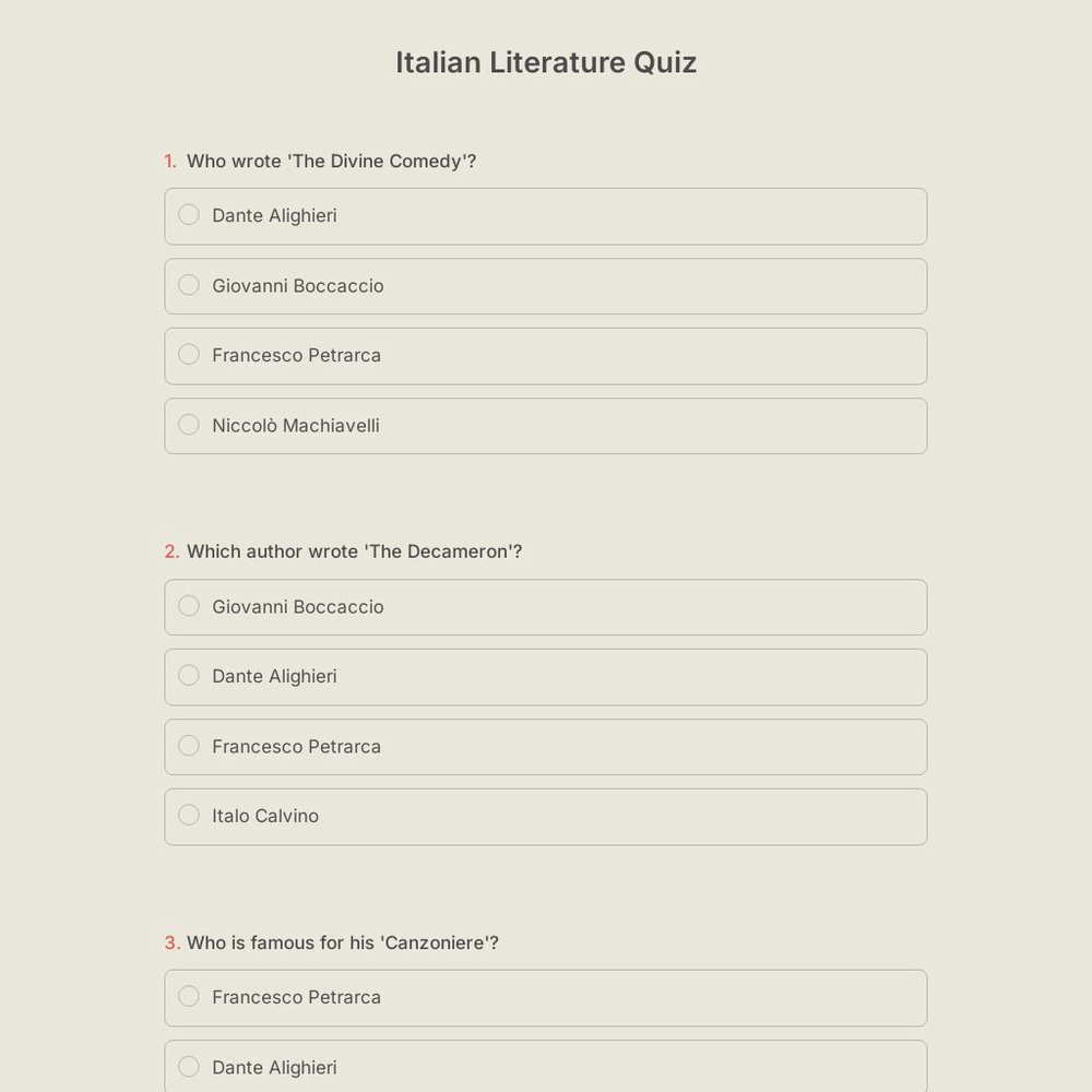 Italian Literature Quiz