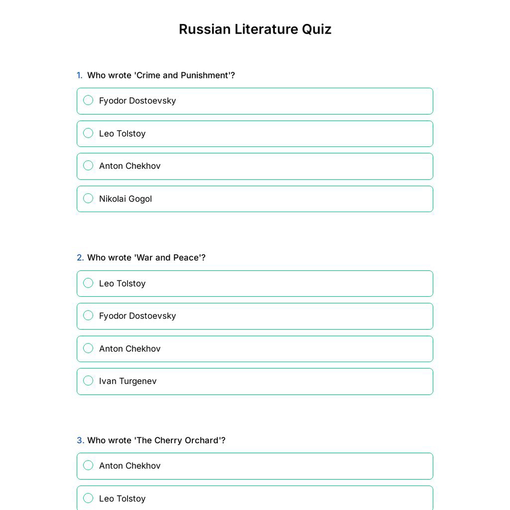 Russian Literature Quiz