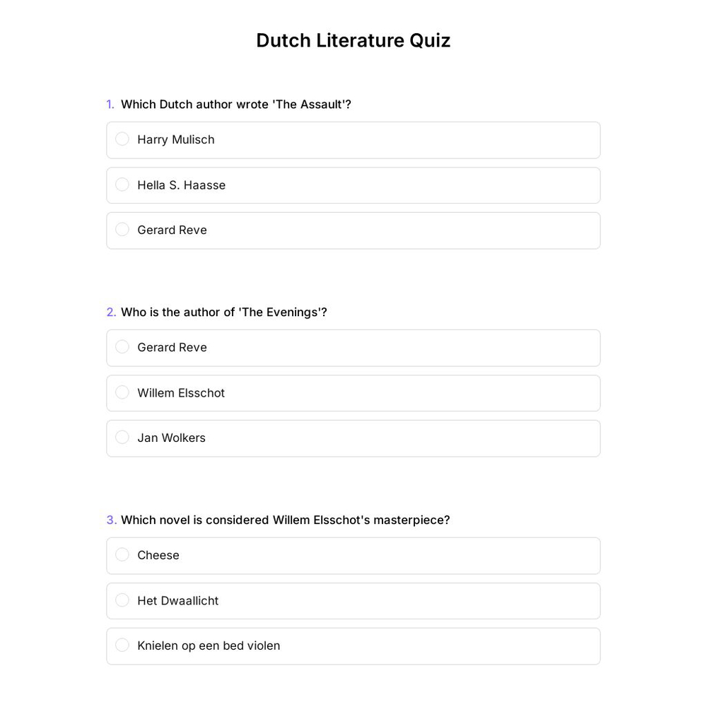 Dutch Literature Quiz