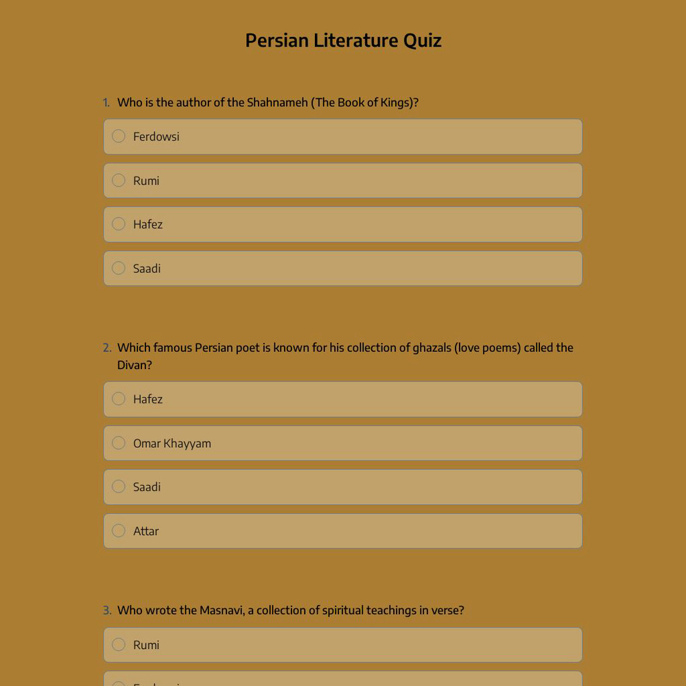 Persian Literature Quiz
