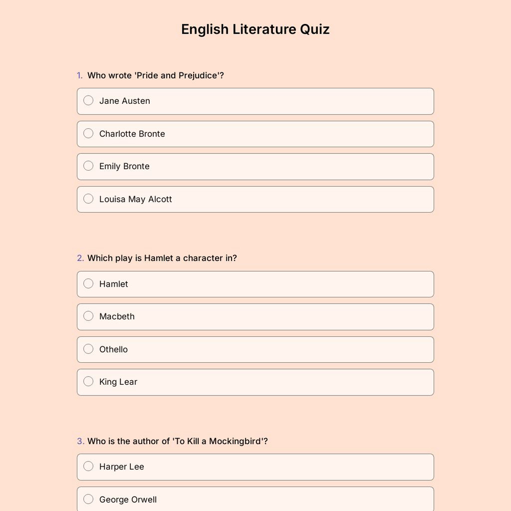 English Literature Quiz