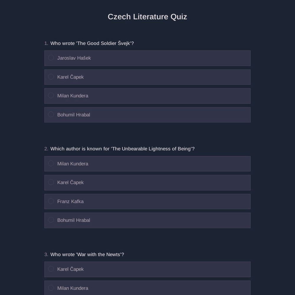 Czech Literature Quiz
