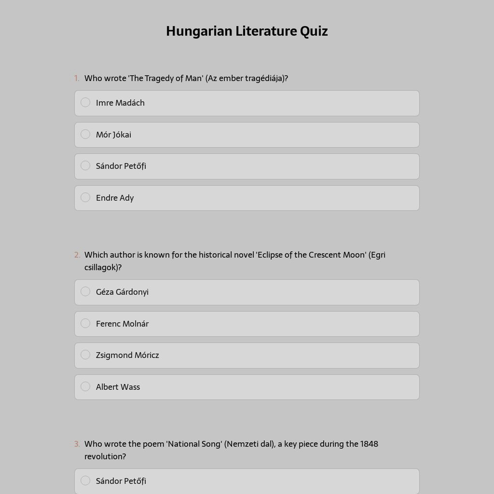 Hungarian Literature Quiz