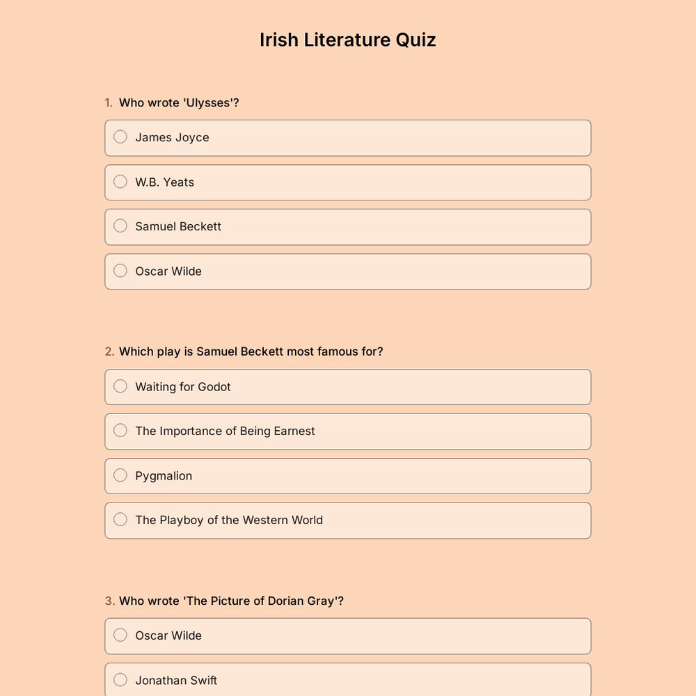 Irish Literature Quiz