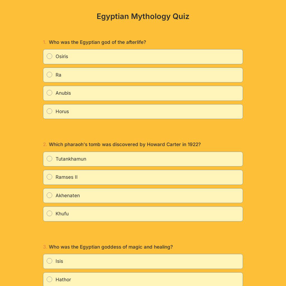 Egyptian Mythology Quiz