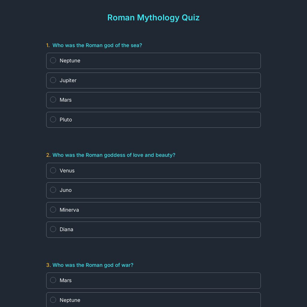 Roman Mythology Quiz