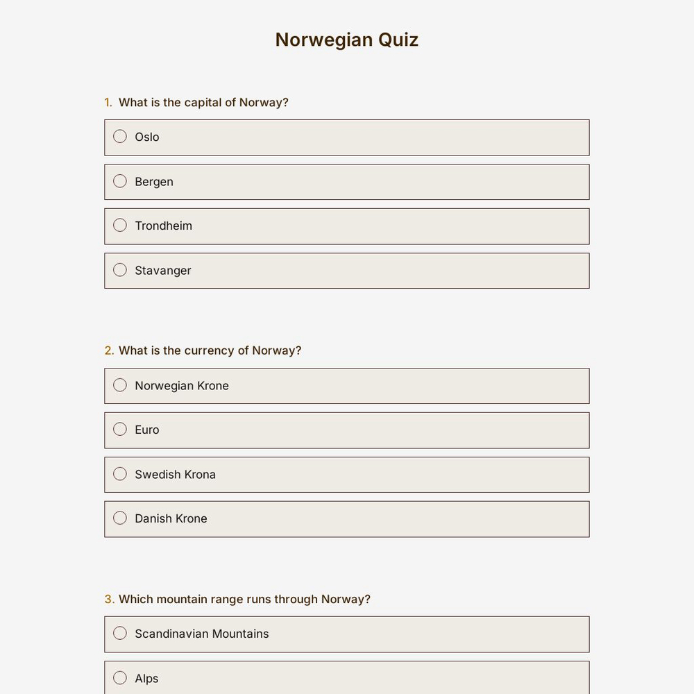 Norwegian Quiz