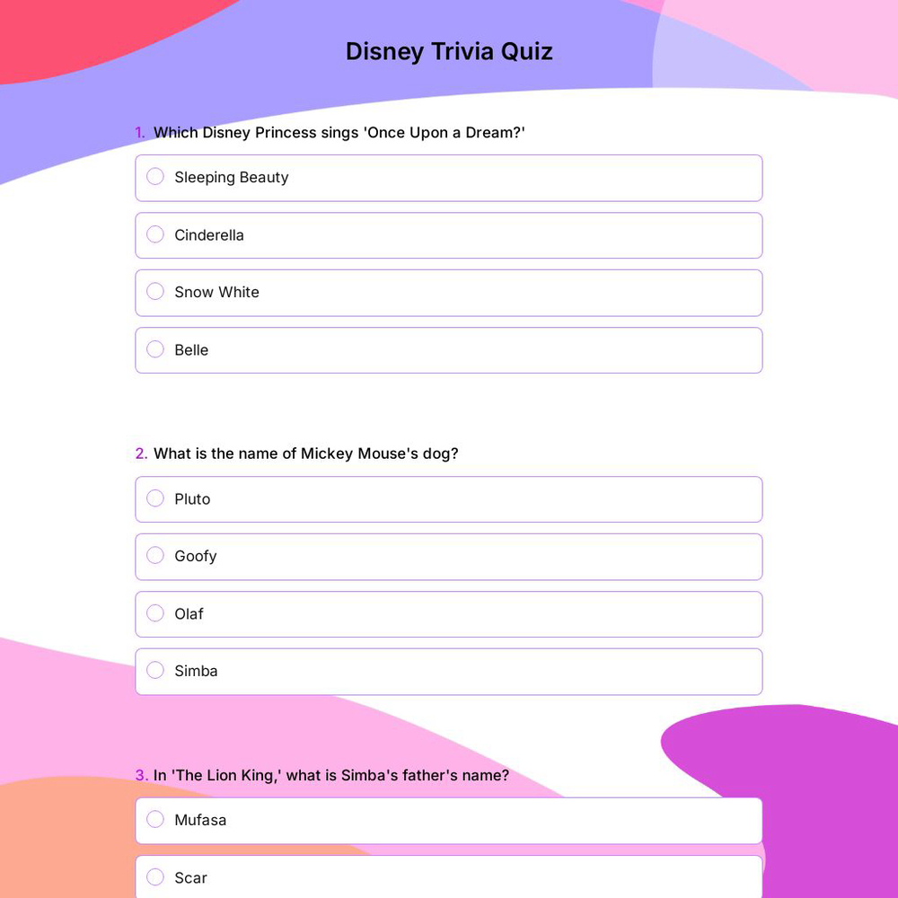 Disney Trivia Quiz