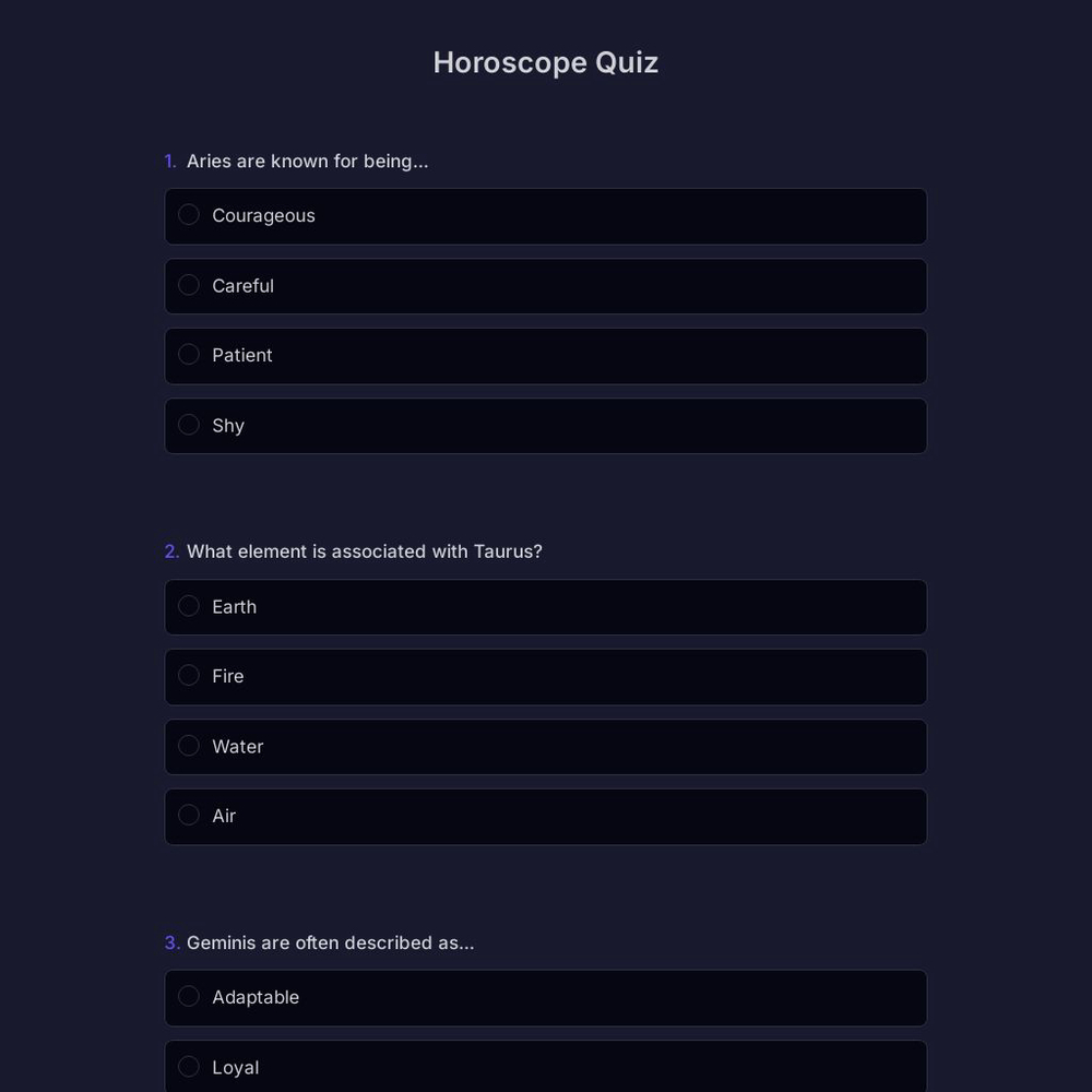 Horoscope Quiz