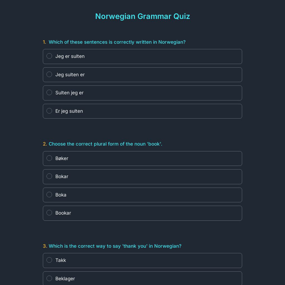 Norwegian Grammar Quiz