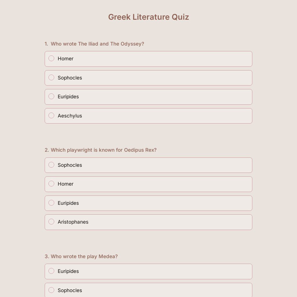 Greek Literature Quiz