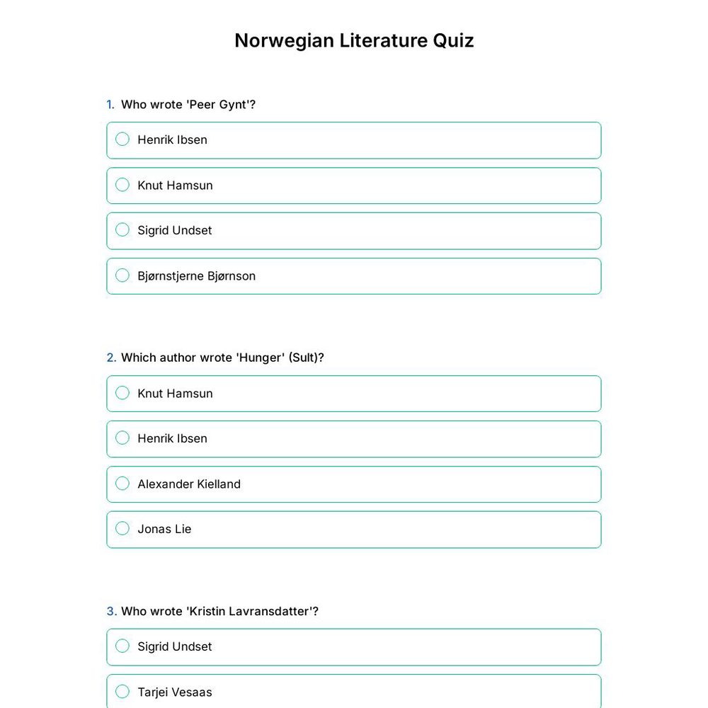 Norwegian Literature Quiz