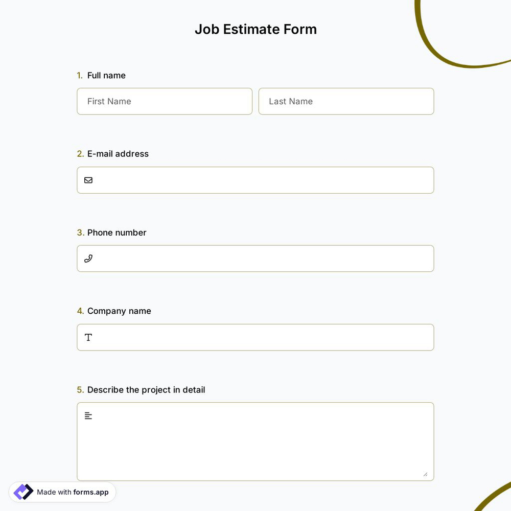 Job Estimate Form