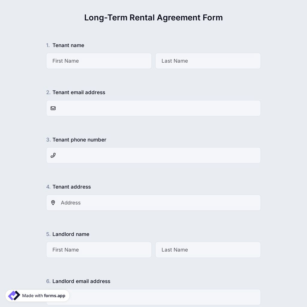 Long-Term Rental Agreement Form