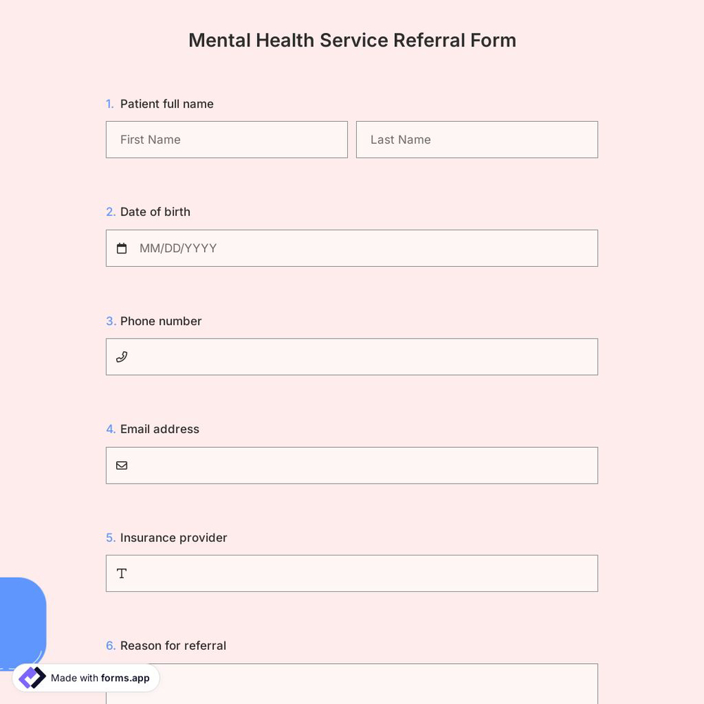 Mental Health Service Referral Form