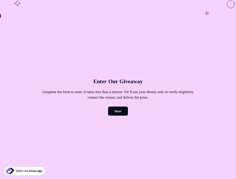 Free Online Giveaway Entry Form Template - forms.app